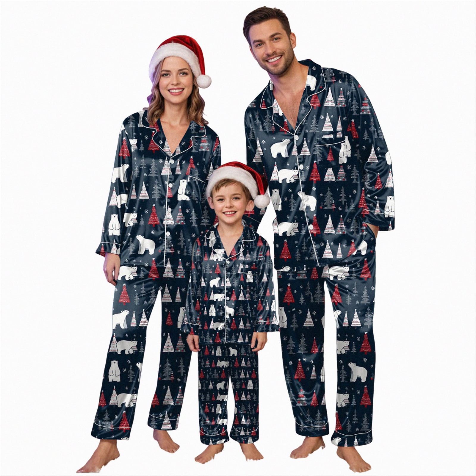 Drie Family Christmas Pjs Silk Christmas Pajamas for Family Button ...