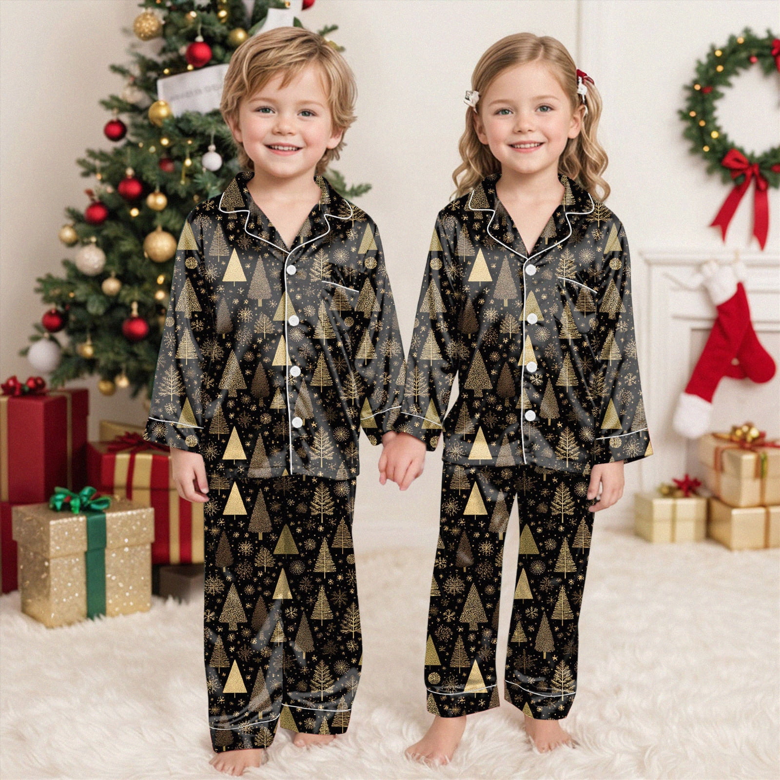 Drie Family Pjs Matching Sets Christmas Silk Christmas Pajamas for ...