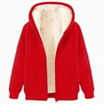 thumbnail image 1 of Drie Fuzzy Coat Women's Casual Full Zip Up Sherpa Lined Hoodie Sweatshirt Jacket Coat Red,4XL, 1 of 4