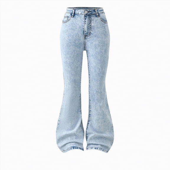 Drie Girls Flare Jeans Girls Stretch Flare Jeans Crossover Waist Denim Pants Exercise Basics Slim Casual Streetwear Light Blue,11-12 Years