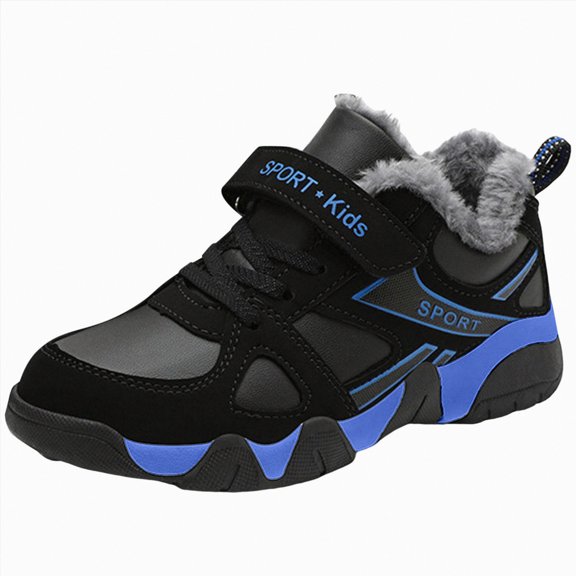 Drie Girls Tennis Shoes Boys Camouflage Boots Kids Girls Fall Winter Fleece Lined Sneakers Slip On High Top Warm Cotton Trainers Outdoor Blue,3