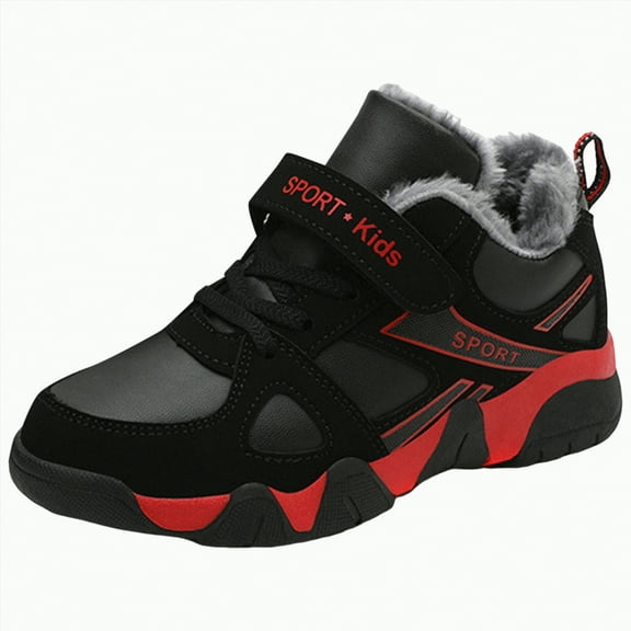 Drie Little Boys Shoes Children Shoes Boys Leather Snow Boots Winter Cotton Plush And Thickened New Non Slip And Warm Big Kid Little Kid Hiking Shoes Red,2.5