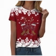 thumbnail image 1 of Drie Loose Fit Crewneck Short Sleeve Tops Fall Casual Blouse 2025 Basic Tee Beach Christmas Women's Graphic Tees Red,XL, 1 of 7