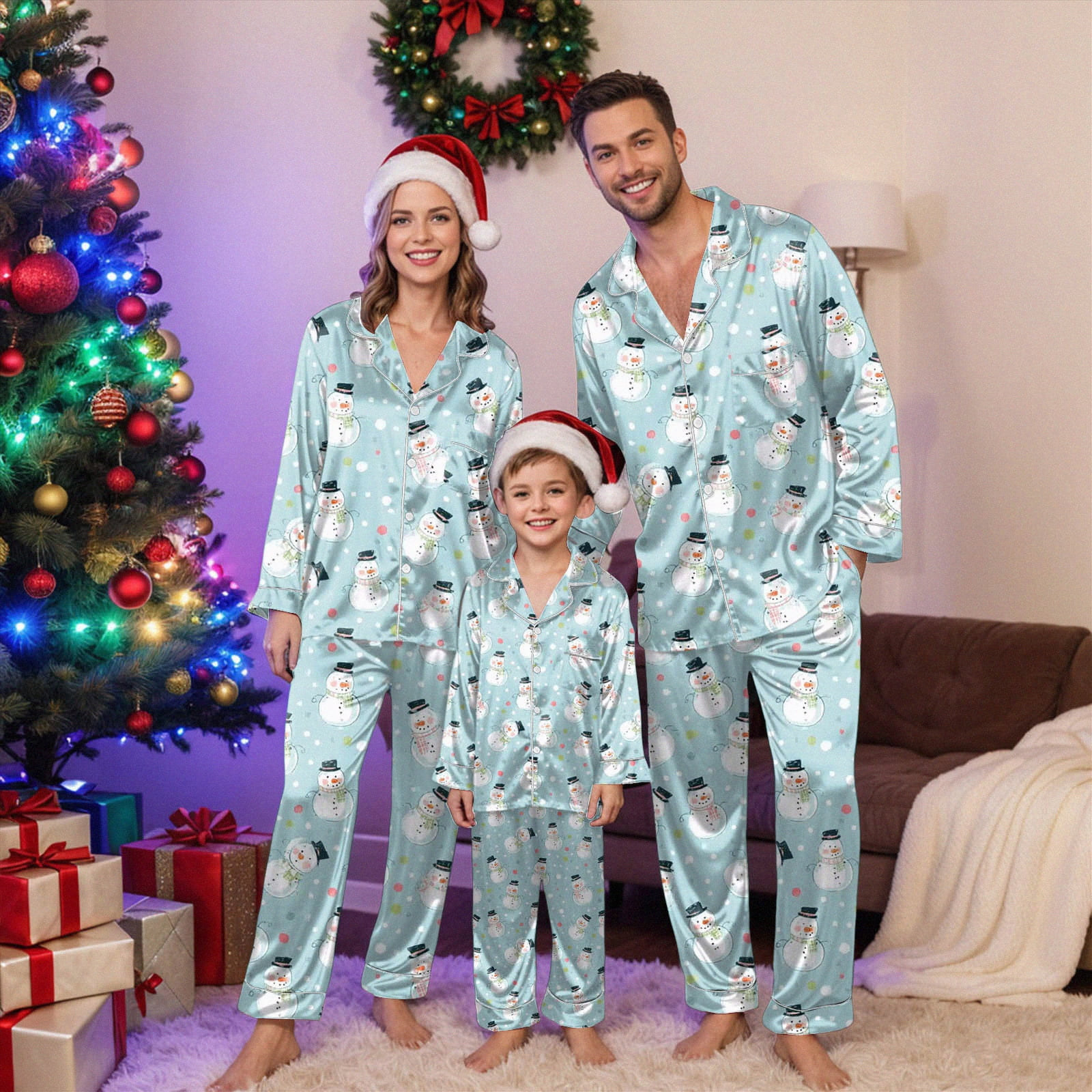 Drie Matching Family Christmas Pajamas Silk Matching Christmas Pajamas ...