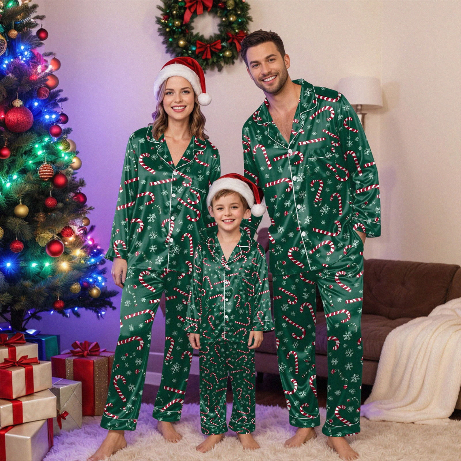 Drie Matching Pjs for Family Silk Matching Christmas Pajamas for Family ...