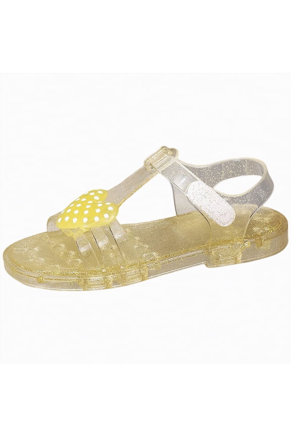 Princess Shoes Toddler Jelly Sandals for Girls Closed Toe Princess Summer Dress Shoes Girls Non Slip Flat Water Jelly Sandals Gold,13