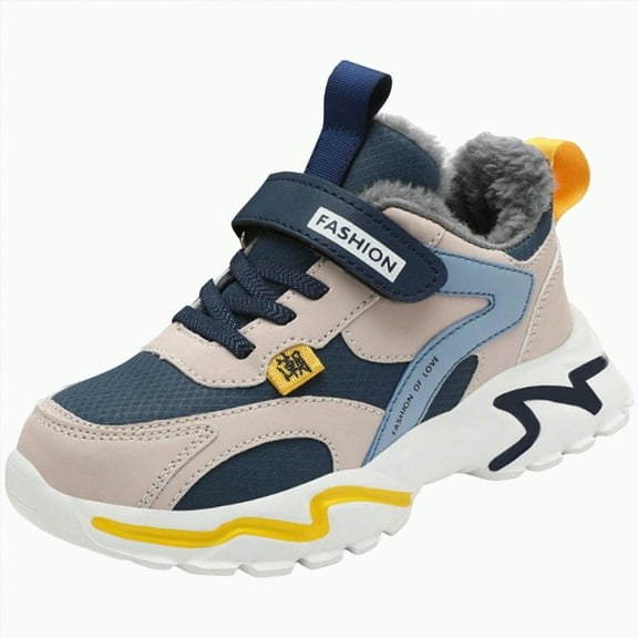 Drie Shoes for Boys Toddler Kids Winter Sneakers Boys Girls Fleece Lined High Top Non Slip Light Breathable Non Slip Sneakers Dark Blue,2