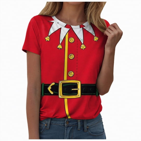 Drie Short Sleeve Casual Tops Trendy Solid Loose Fit Tshirt Christmas Early Fall Fashion Red,XL