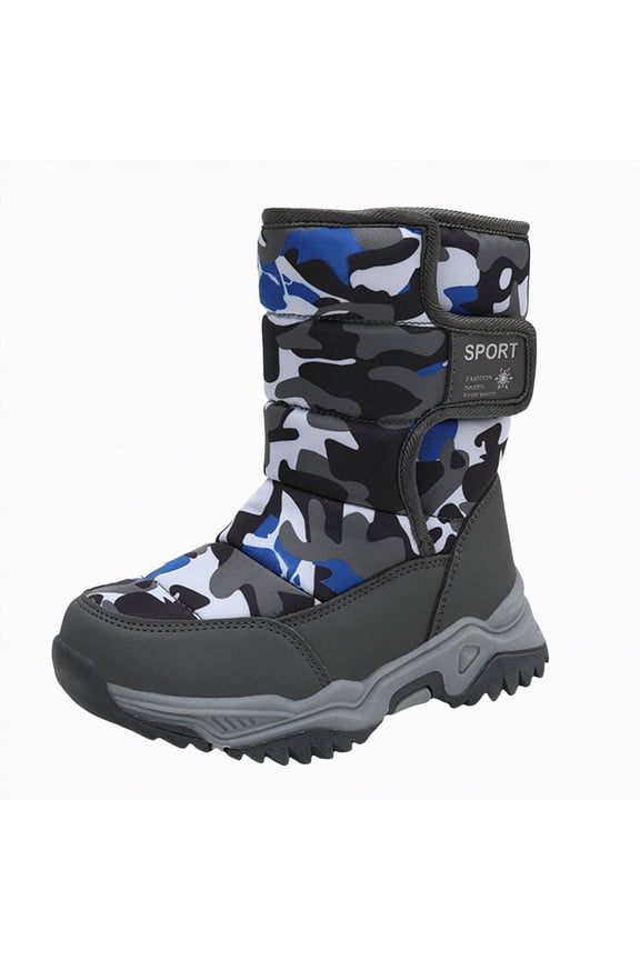 Tod'dler Waterproof Boots Cozy Ki'ds Snow Boots, Warm & Water-Resistant Winter Boots with Faux for All-Day Play, Non-Slip Mid Calf Boots Grey,3.5