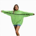 thumbnail image 1 of Drie Valentine'S Day Hoodies Women's Long Sleeve Oversized Pullover Solid Color Hoodie Fall Winter Sweatshirt with Pocket Green,S, 1 of 4