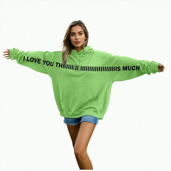 Drie Valentine'S Day Hoodies Women's Long Sleeve Oversized Pullover Solid Color Hoodie Fall Winter Sweatshirt with Pocket Green,S