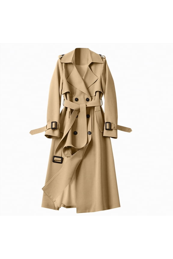 Winter Clothing for Women Rain Jacket Womens Waterproof, Long Rain Coat Windproof Windbreaker Outdoor Rain Trench Coat Khaki,3XL