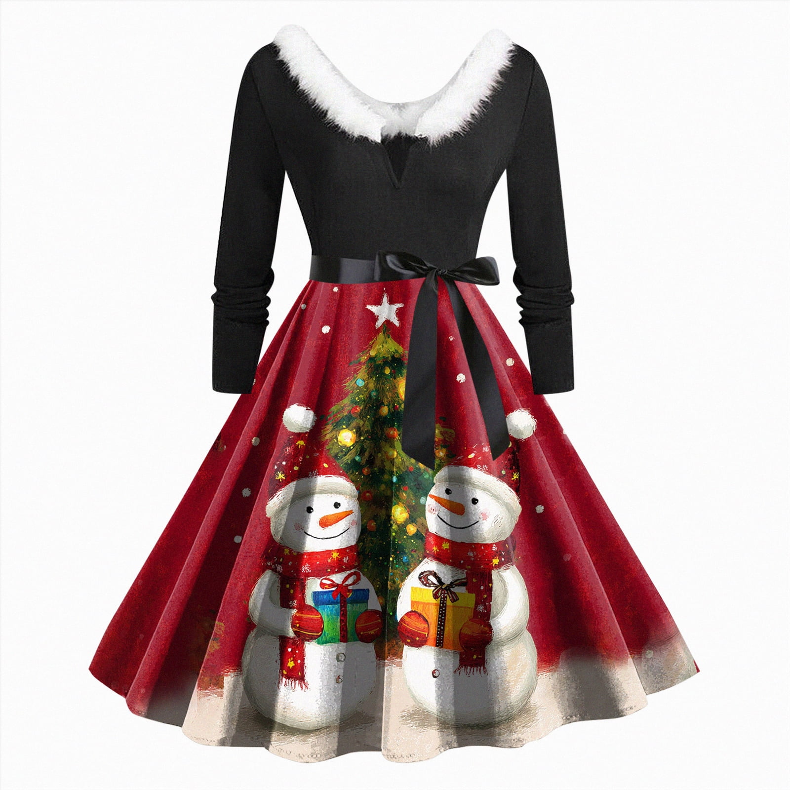 Drie Womens Christmas Dress Christmas Dresses for Women Plush V Neck — free download