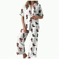 thumbnail image 1 of Drie Womens Christmas Pajamas Women's Pajamas Sets Soft Short Sleeve Top and Long Pants 2 Piece Loungwear with Pocket Light Gray,M, 1 of 5