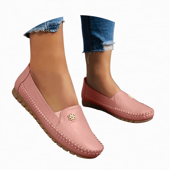 Drie Womens Dress Shoes Wide Toe Box Flats Women Comfort Slip On Ballet Shoes Mary Jane Dressy Knit Flats with Straps Washable Casual Pink,9