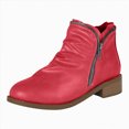 thumbnail image 1 of Drie Womens Fall Shoes Fashion Ankle Boots Women Low Heel Leather Stitched Ankle Booties Western Ladies Casual Shoes Red,6, 1 of 5