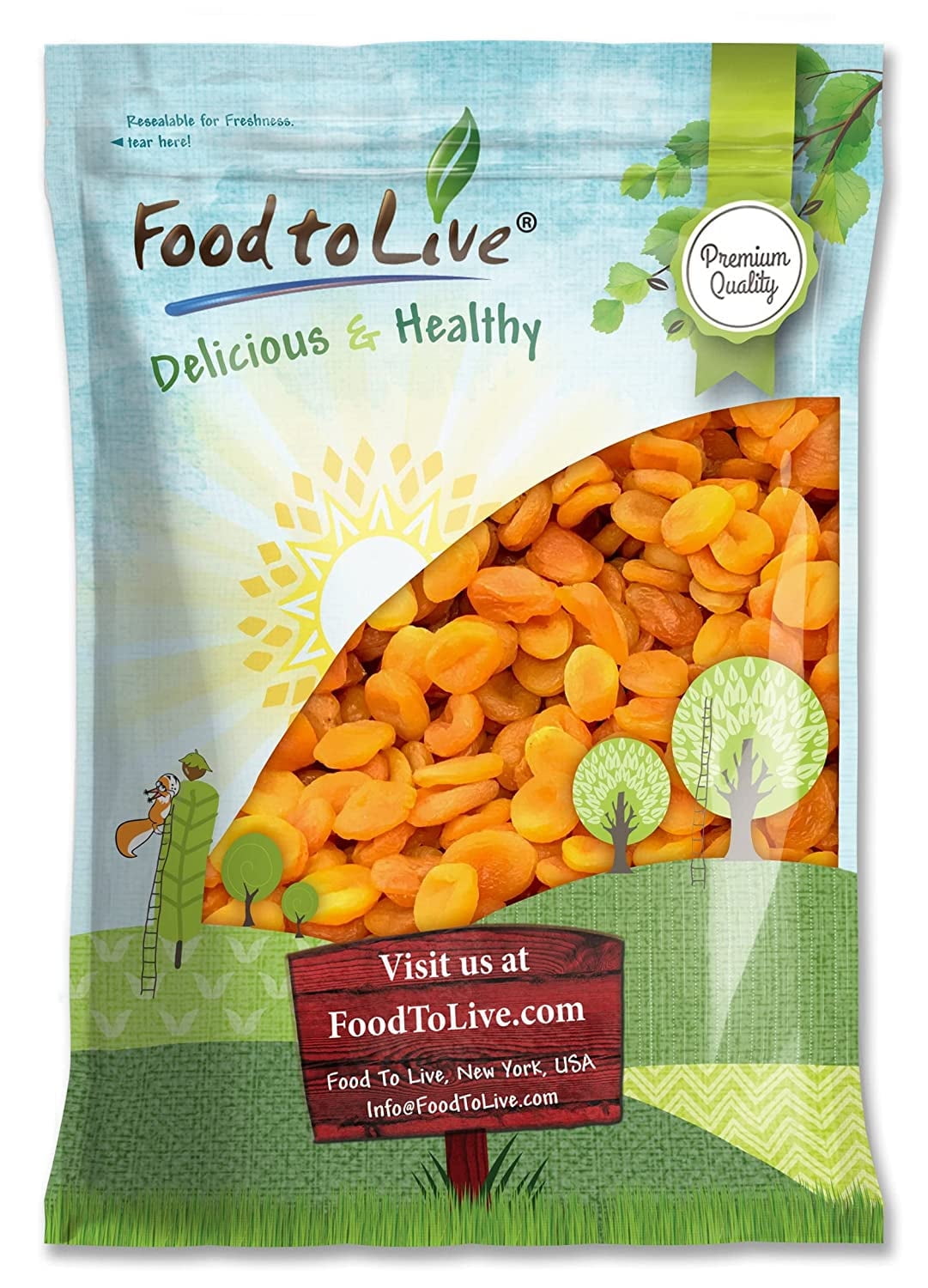 Dried Apricots, 8 Pounds — Kosher, Raw, Vegan — by Food to Live