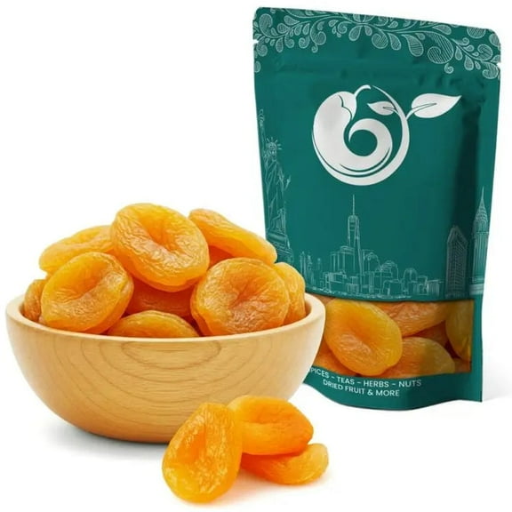 NY SPICE SHOP Dried Turkish Apricots - 1 Pound - Jumbo Size Whole Dried Apricots - Dried Apricot Halves - Traditional Turkish Fruit for Snacking, Baking & Cooking