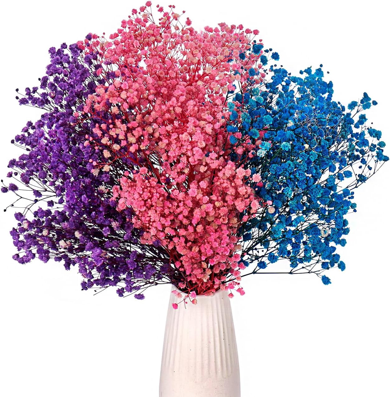 Dried Baby's Breath Flowers Purple-Pink-Blue, 17 inch Natural Dried Flowers Babys Breath Bulk 3000+, Real Dried Gypsophila Branches for Wedding, Party, Table Vase, DIY, Home Decor