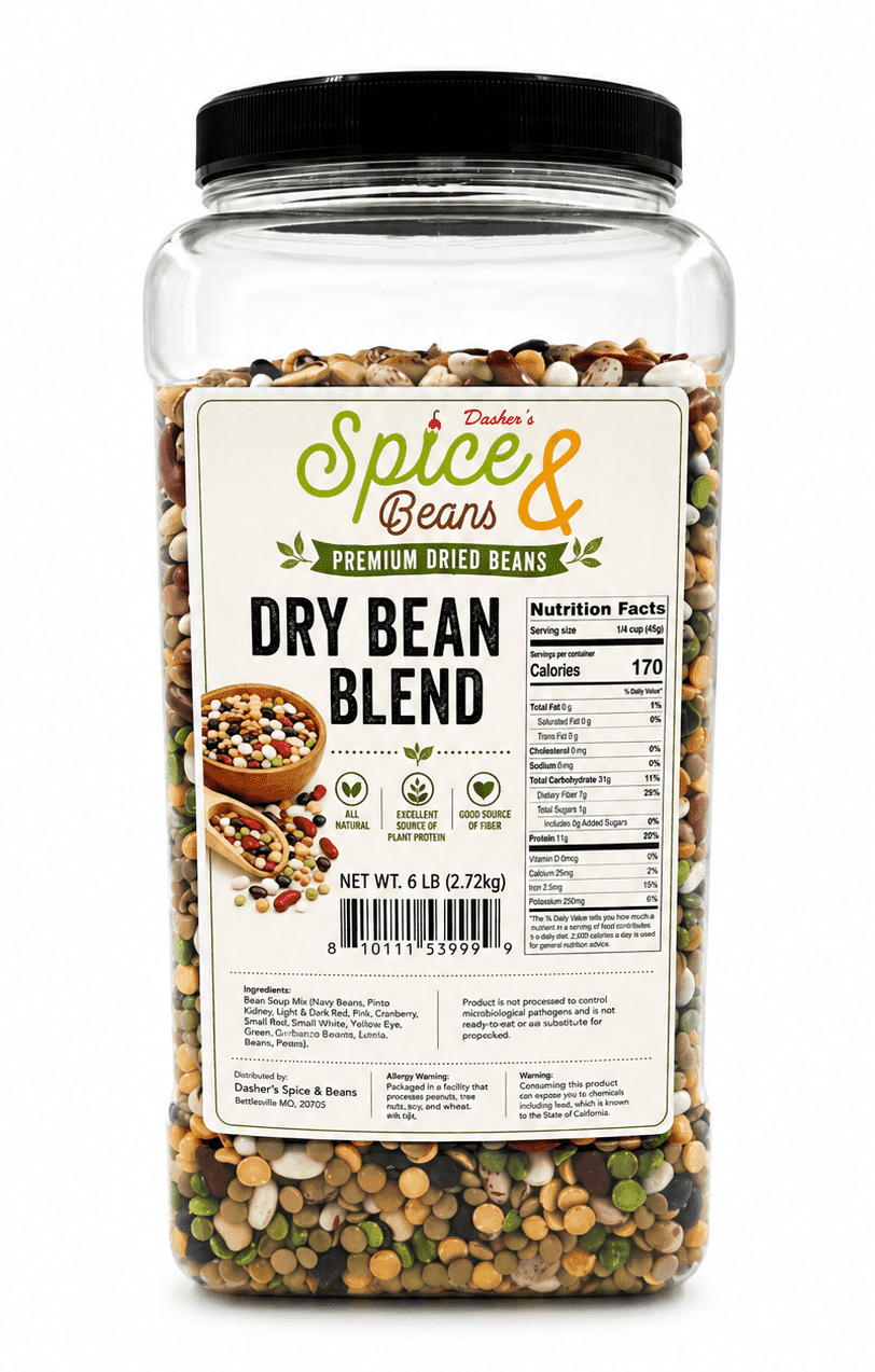 Dried Bean Blend 6 lb - Mixed Dry Beans - For Chili, Soups, Stews ...