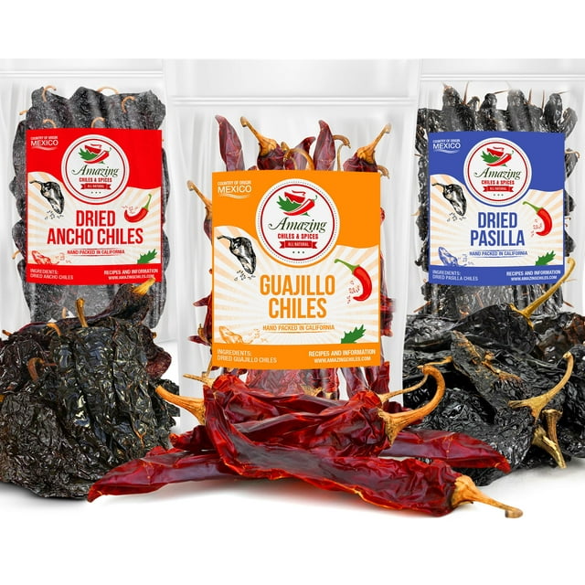 Dried Chile Peppers Variety DHF10 Pack (12 oz Total) - Ancho, Guajillo ...