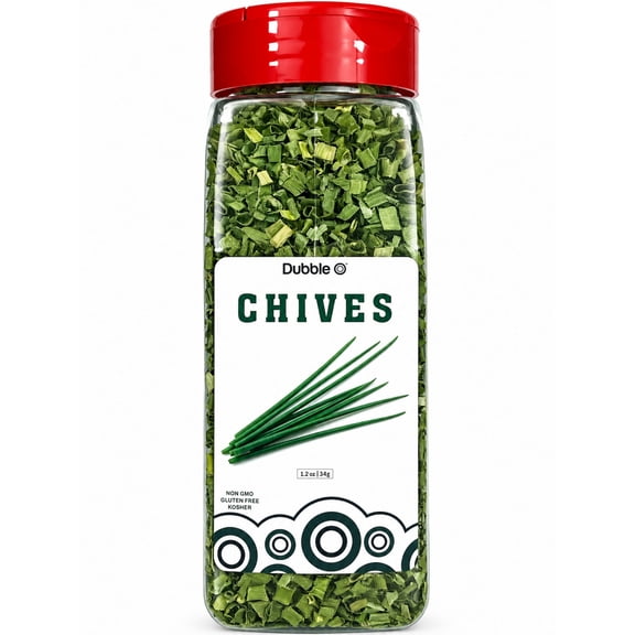 Dried Chives - 1.2 oz - Dehydrated Cut Chives Non GMO, Kosher, Halal, and Gluten Free Dubble O Brand
