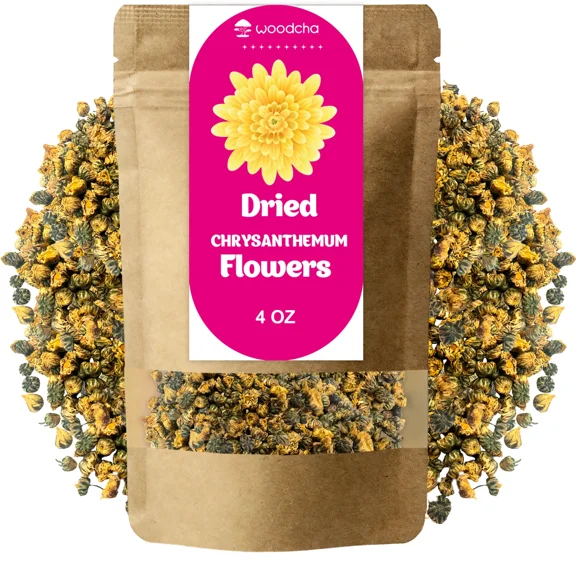 Woodcha Dried Chrysanthemum Flowers Loose-Leaf Tea Caffeine-Free 1 Pack 4oz