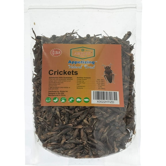 Dried Crickets 0.5 lb - 8 oz Appetizing Mealworms - Natural Dried Crickets - Food for Bearded Dragons, Wild Birds, Chicken, Fish, and Reptiles