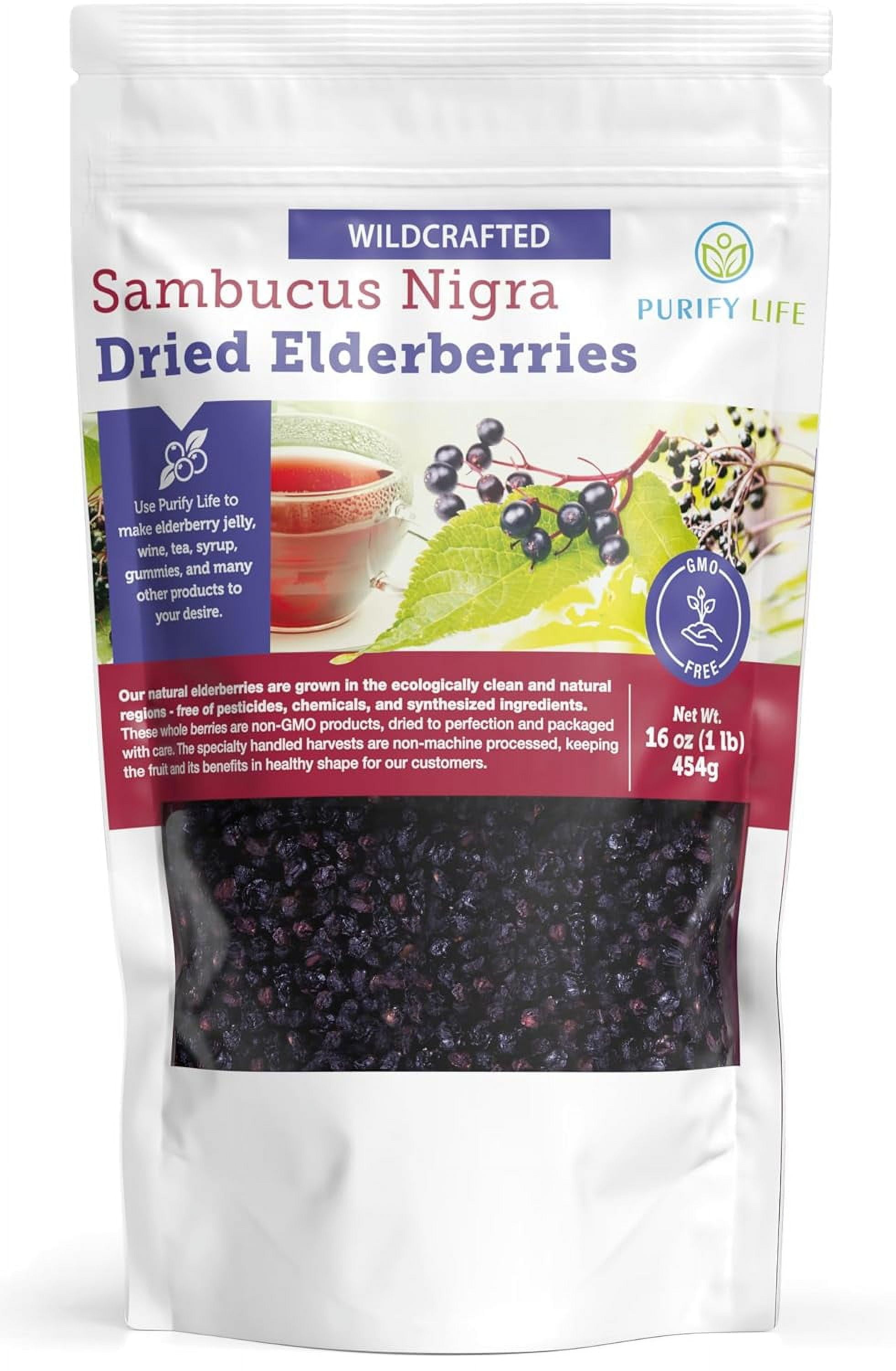 Dried Elderberries 1lb Bulk HandSorted, Wildcrafted, Natural, Non