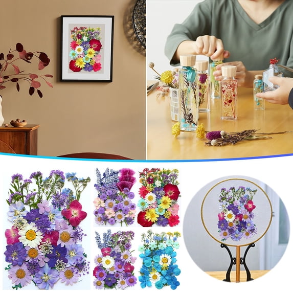 Dried Embossed Flowers for Resin Kit Candles and Crafts Including Pressed Floral Arrangements for Epoxy Art and Diy Projects with Vibrant Colors and Natural Textures for Crafters and Home Topliu