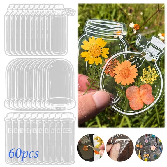 Dried Flower Bookmarks Transparent Glassware Stickers with Pressed Floral Designs for Book Lovers and Readers, Handmade DIY Craft Kit for Journaling and Scrapbooking
