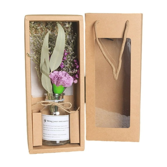 Dried Flower Bouquet Gift Box For Valentine'S Day, Natural Preserved Floral Arrangement In Vase For Home Decor, Ideal Mother'S Day Birthday Gifts For Her, Long-Lasting Flowers For Table Decoration