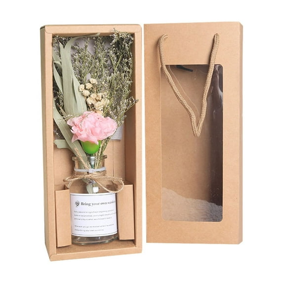 Dried Flower Bouquet Gift Box For Valentine'S Day, Natural Preserved Floral Arrangement In Vase For Home Decor, Ideal Mother'S Day Birthday Gifts For Her, Long-Lasting Flowers For Table Decoration