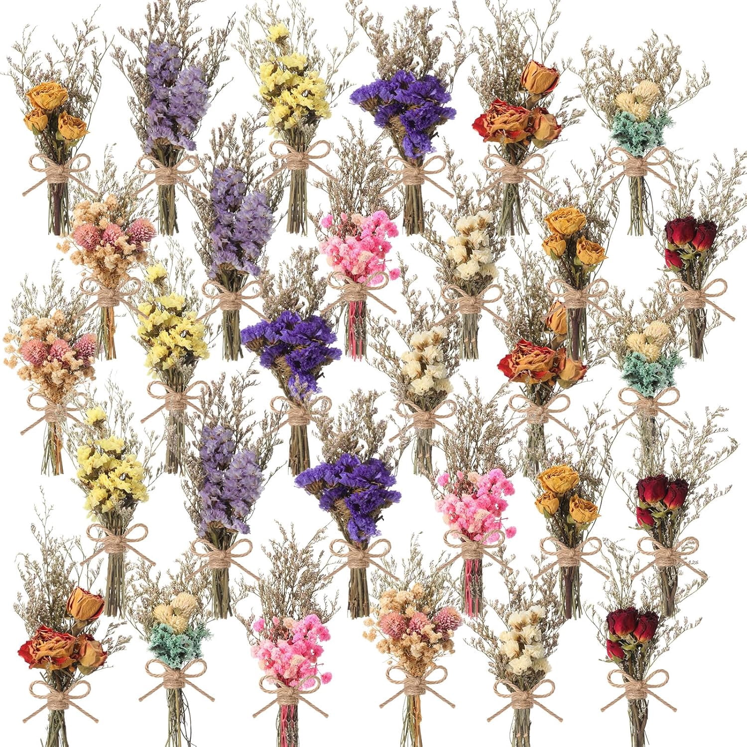 Dried Flower Bouquets Mini Dried Flowers Bulk with Stem Natural Real Flower Bundles Forget Me Not Boho Floral Arrangement for Crafts Vase Dly Wedding Decor Bridesmaid Gift