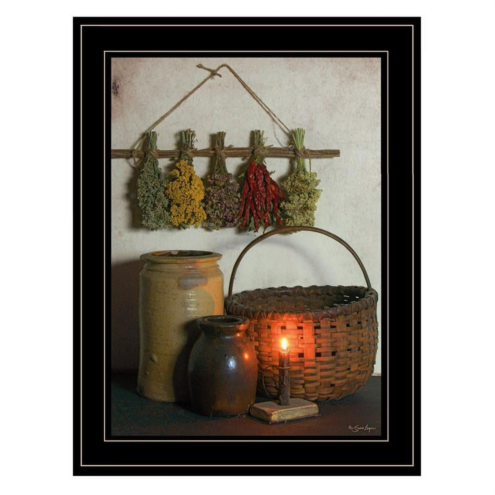 Rustic Black Framed Dried Flower Canvas Print