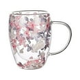 thumbnail image 1 of Dried Flower Double Wall Glass Coffee Cups with Handle, Insulated Aesthetic Mugs for Hot & Cold Drinks, 8.5oz & 12oz, 1 of 10