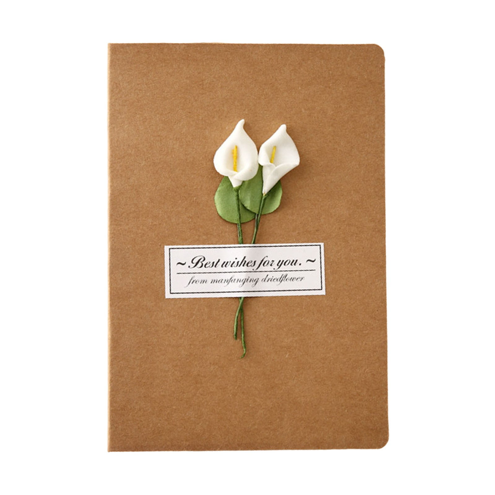 Dried Flower Greetings Card Unique Eco Design Recycled Brown Kraft