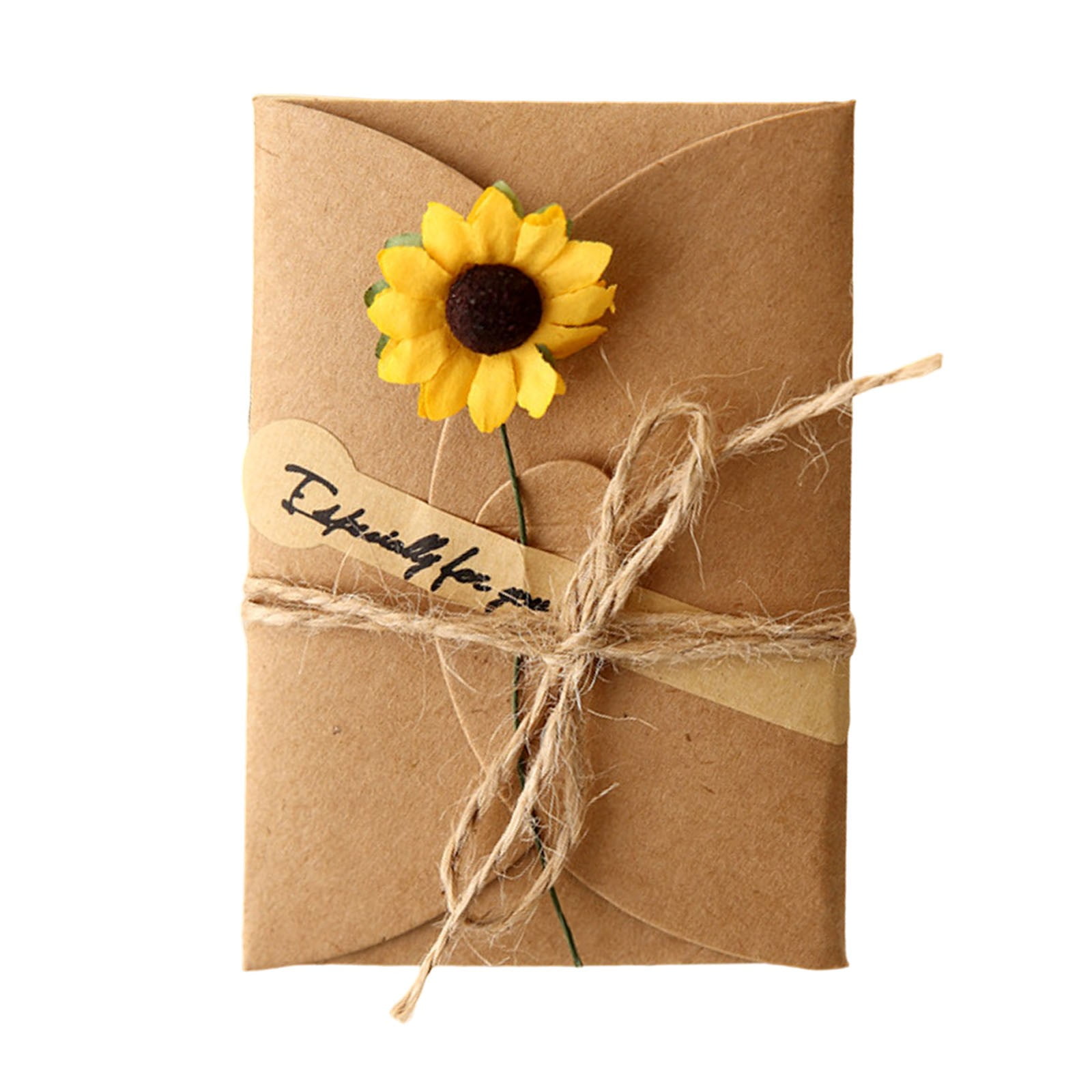 Dried Flower Greetings Card Unique Eco Design Recycled Brown Kraft