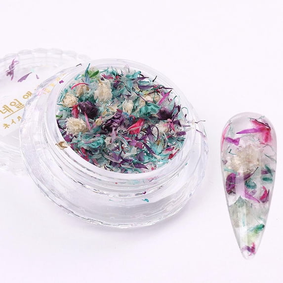 Dried Flower Nail Art Decorations Multicolor 5x5x3cm Japanese Fresh Style Floral Design