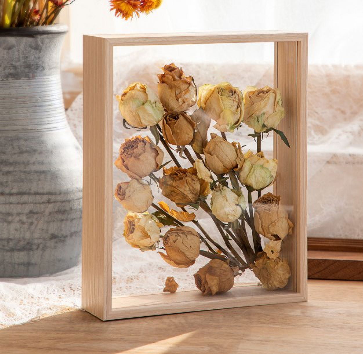 銅版画「Dry Flower」 In A Frame Shadow Box Dry Flowers Small Vintage Shadow Box