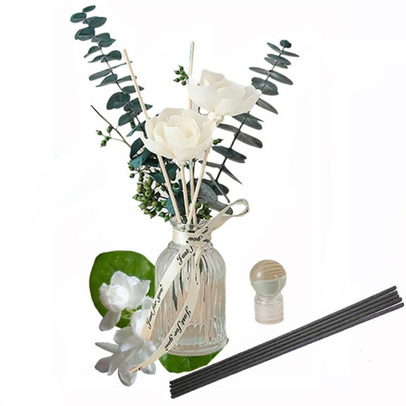 KBHOMFRA Jasmine Reed Diffuser 3.38fl.oz Light Scent Home Fragrance with Dried Flower Stick Diffuser