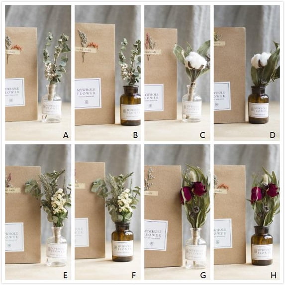 Dried Flower and Glass Bottle Gift Set