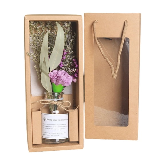 Dried Flower in a Box with Decorative Vase 11" Natural Dried Flower Bouquet for Valentine's Day Graduation Party Decor