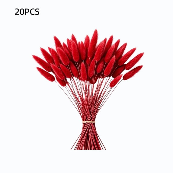 Dried Flowers 20 Pcs Bundle, Lifelike Bunny Tail Grass Stems Artificial Plants, Long-Lasting Plastic Boho Vase Filler for Home Wedding Indoor Table Centerpieces Decor, 17.7” H