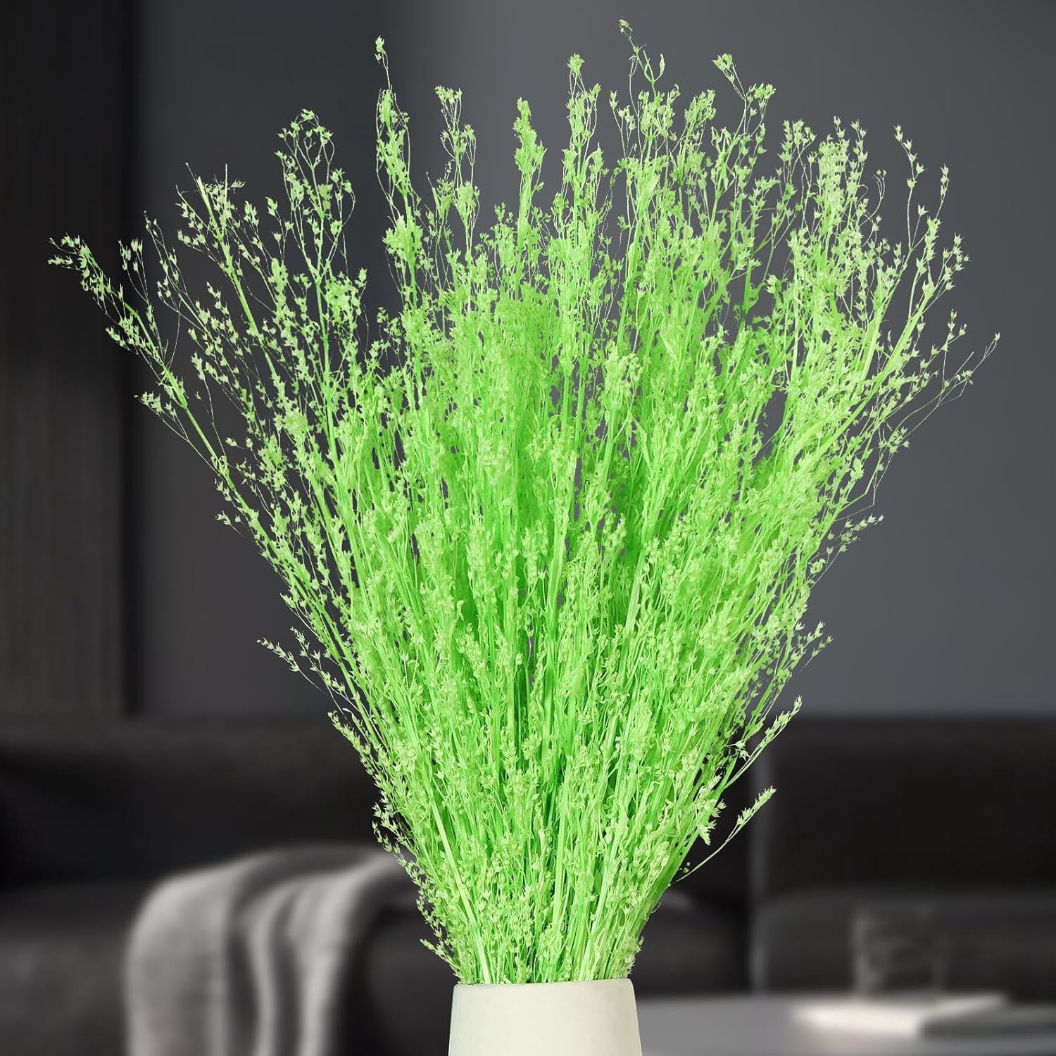Dried Flowers Babys Breath Bouquet, – 17 Inch 3500+ Preserved Natural Flowers, Dried Floral Arrangements for Wedding Decor, Farmhouse Vase Crafts, DIY Wreath, Home Party Decoration, Emerald Green