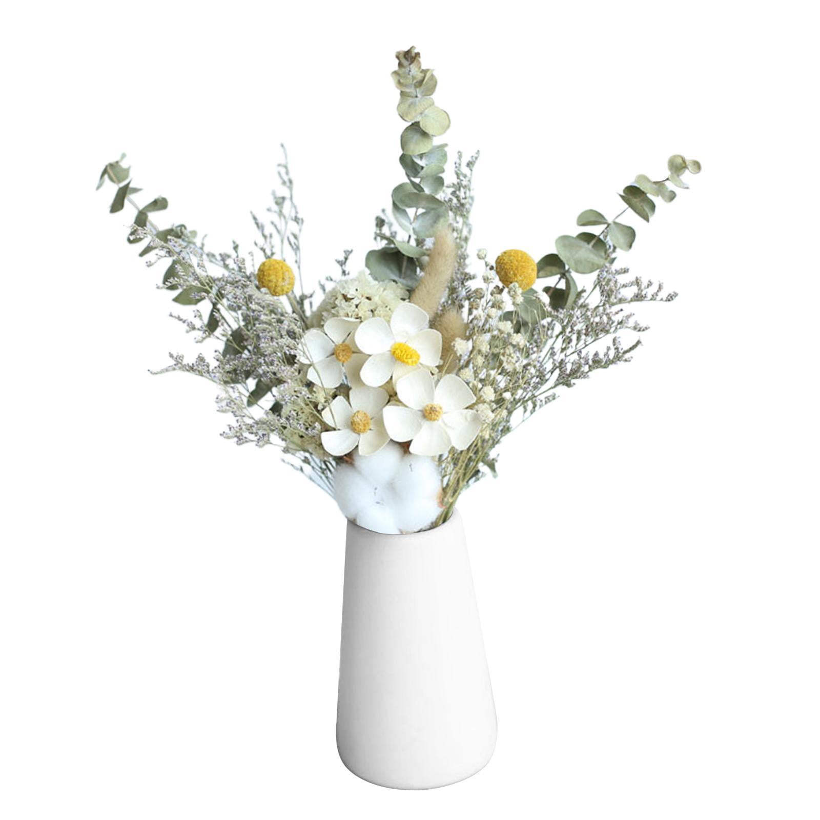 Dried Flowers Bouquet Eucalyptus Dried Plants Flower Ornaments for diy Vase Wedding Party Photo Prop Decor , White Violets