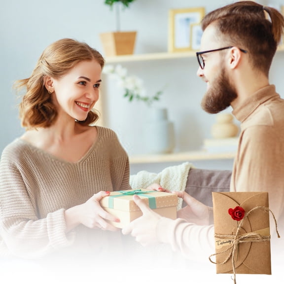 Dried Flowers Greeting Card with Envelopes, Brown Retro Kraft Holiday Gift Card, DIY Invitation Thank You Card Wish Card Note Card Thank You Card for Birthday Christmas