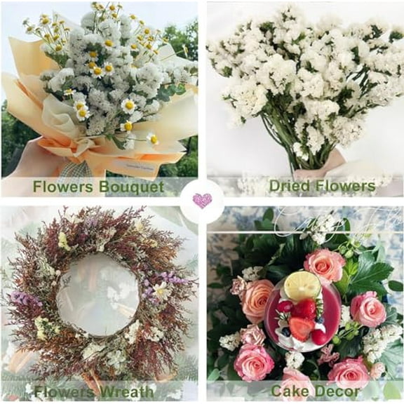 Dried Flowers Sea Lavender Forget-me-not Bouquet, 22 Inch Natural Statice Preserved Flower, Myosotis Sylvatica Flower for Arrangements, Home Decor, Wedding, Party (Yellow)