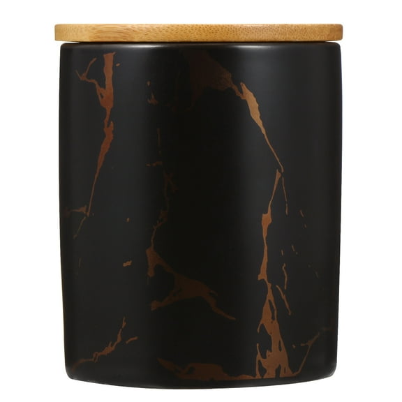 Raindrops Black Ceramic Sealed Canister with Bamboo Cover for Home Food Storage Containers 1pc