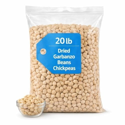 Dried Garbanzo Beans Chickpeas, 20 lb Bulk Bag, Pantry Staple for Cooking